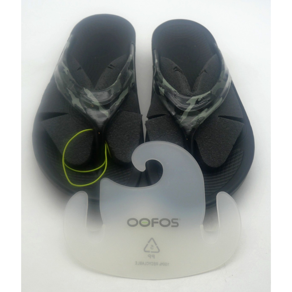 NEW Oofos Women’s 10 Oolala Sandas Thongs Flip Flops Limited Camo Green Black